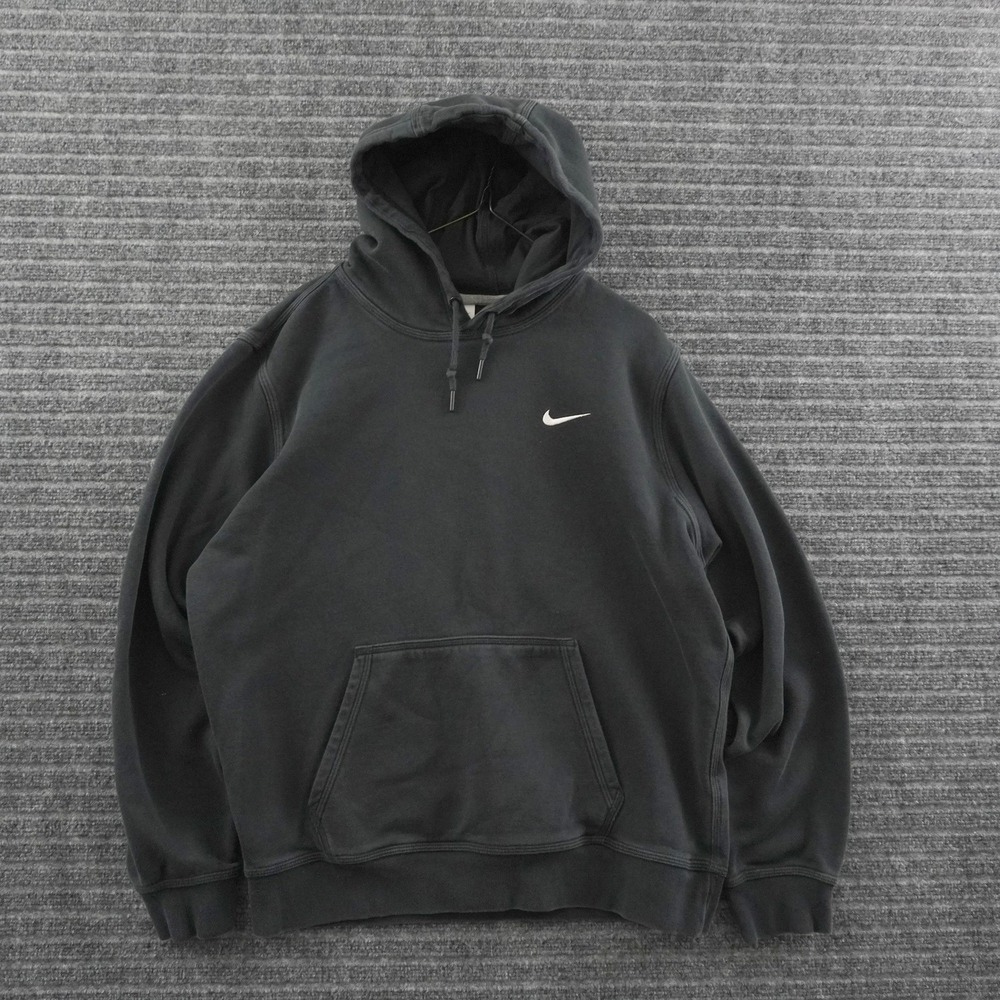Nike Hoodie Mens Large Black Embroidered Swoosh Pullover